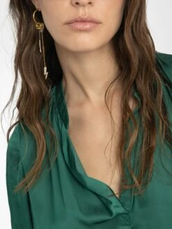 Zadig & Voltaire Tink Emerald Green Satin Blouse Emerald 5 Zadig & Voltaire Tink Emerald Green Satin Blouse Emerald -Zadig Et Voltaire WWSH00021 EMERALD HOVER 6835c8932357d