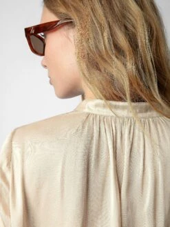 Zadig & Voltaire Tink Emerald Green Satin Blouse Scout -Zadig Et Voltaire WWSH00021 SCOUT ADDI 1