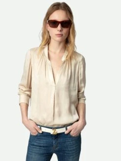 Zadig & Voltaire Tink Emerald Green Satin Blouse Scout -Zadig Et Voltaire WWSH00021 SCOUT HOVER