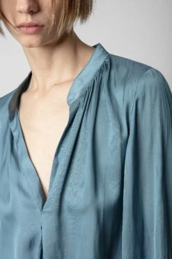Zadig & Voltaire Tink Emerald Green Satin Blouse Tonnerre -Zadig Et Voltaire WWSH00021 TONNERRE 4