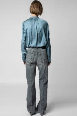 Zadig & Voltaire Tink Emerald Green Satin Blouse Tonnerre -Zadig Et Voltaire WWSH00021 TONNERRE 5