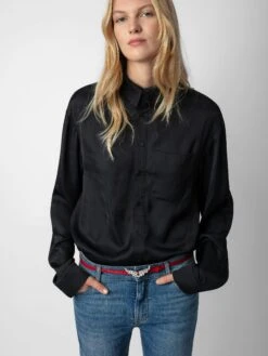 Zadig & Voltaire Tyrone Satin Shirt Black -Zadig Et Voltaire WWSH00558 NOIR ADDI 6