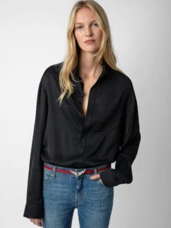 Zadig & Voltaire Tyrone Satin Shirt Black -Zadig Et Voltaire WWSH00558 NOIR ADDI 7