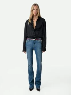 Zadig & Voltaire Tyrone Satin Shirt Black -Zadig Et Voltaire WWSH00558 NOIR HOVER