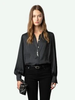 Zadig & Voltaire Trenta Satin Blouse Black -Zadig Et Voltaire WWSH00583 NOIR ADDI 1 6698cd832aad5