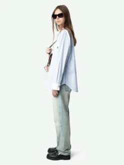 Zadig & Voltaire Morning Striped Poplin Shirt Mist 4 Zadig & Voltaire Morning Striped Poplin Shirt Mist -Zadig Et Voltaire WWSH02165 MIST ADDI 3 6763e8b3b2017