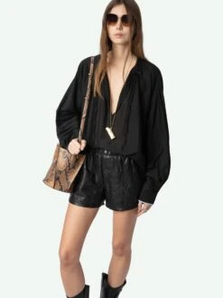 Zadig & Voltaire Troene Oversized Cotton Blouse Black -Zadig Et Voltaire WWSH02206 BLACK ADDI 1 675ff24a16d82