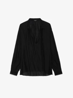 Zadig & Voltaire Troene Oversized Cotton Blouse Black -Zadig Et Voltaire WWSH02206 BLACK PACKSHOT 6763e44d703ae