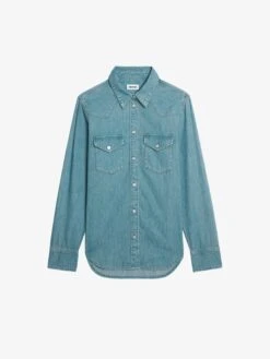 Zadig & Voltaire Thelma Women's Western Denim Shirt Light Blue -Zadig Et Voltaire WWSH02211 LIGHT BLUE PACKSHOT 6811e73097e32