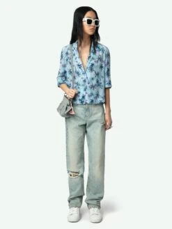 Zadig & Voltaire Telmos Resort Printed Silk Blouse Mist -Zadig Et Voltaire WWSH02223 MIST ADDI 1 67bed617adcac