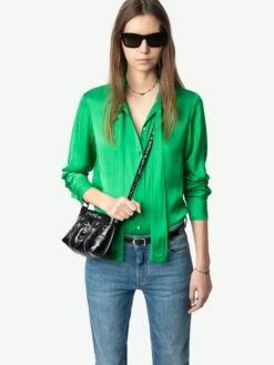 Zadig & Voltaire Tulba Satin Shirt Gazon -Zadig Et Voltaire WWSH02229 GAZON ADDI 1 6760570655fa4