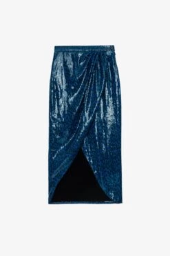 Zadig & Voltaire Jamelia Sequins Skirt Azur 4 Zadig & Voltaire Jamelia Sequins Skirt Azur -Zadig Et Voltaire WWSK00342 AZUR