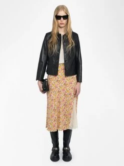 Zadig & Voltaire Jayla Womens Floral Midi Skirt Ecru