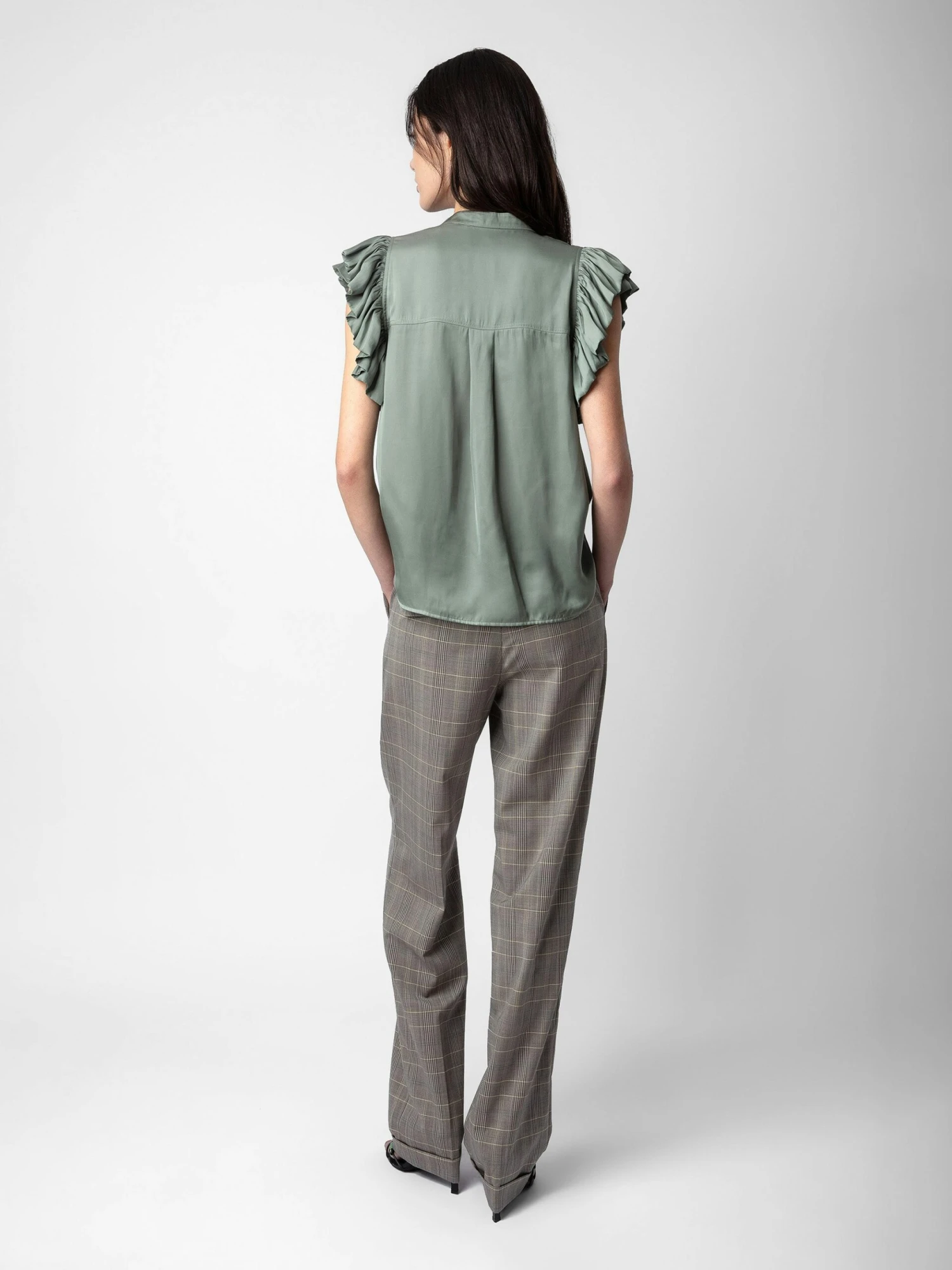 Tiza Satin Top Treillis Zadig & Voltaire Tiza Satin Top Treillis -Zadig Et Voltaire WWTO00197 TREILLIS BACK scaled