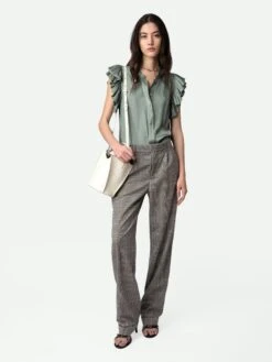 Zadig & Voltaire Tiza Satin Top Treillis