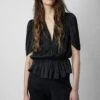 Zadig & Voltaire Tyoko Satin Top Black