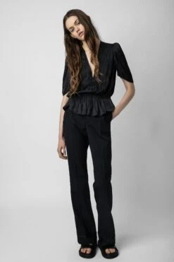Zadig & Voltaire Tyoko Satin Top Black -Zadig Et Voltaire WWTO00204 NOIR 3