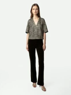 Zadig & Voltaire Tytane Sequin Blouse Bronze