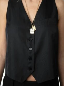 Zadig & Voltaire Emaux Satin Vest Black 3 Zadig & Voltaire Emaux Satin Vest Black -Zadig Et Voltaire WWTO00225 NOIR HOVER 66262d41128c8