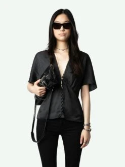 Zadig & Voltaire Thodri Satin Top Black -Zadig Et Voltaire WWTO00227 NOIR ADDI 1 668d01d718020