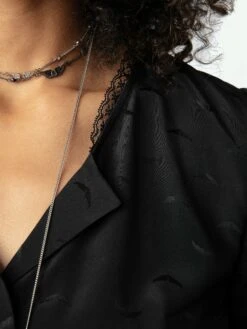 Zadig & Voltaire Tiffiny Wings Silk Jacquard Top Black -Zadig Et Voltaire WWTO00233 NOIR HOVER 6683f52c51507