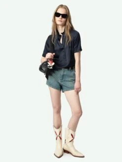 Zadig & Voltaire Topher Satin Top Encre -Zadig Et Voltaire WWTO01960 ENCRE ADDI 1 67b75ab5d7796