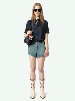 Zadig & Voltaire Topher Satin Top Encre