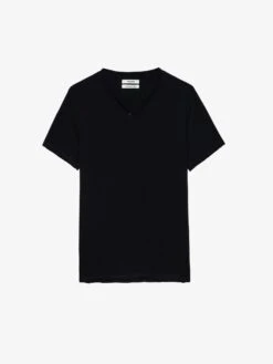 Zadig & Voltaire Monastir Henley T-shirt Black -Zadig Et Voltaire jmtn01631 black packshot