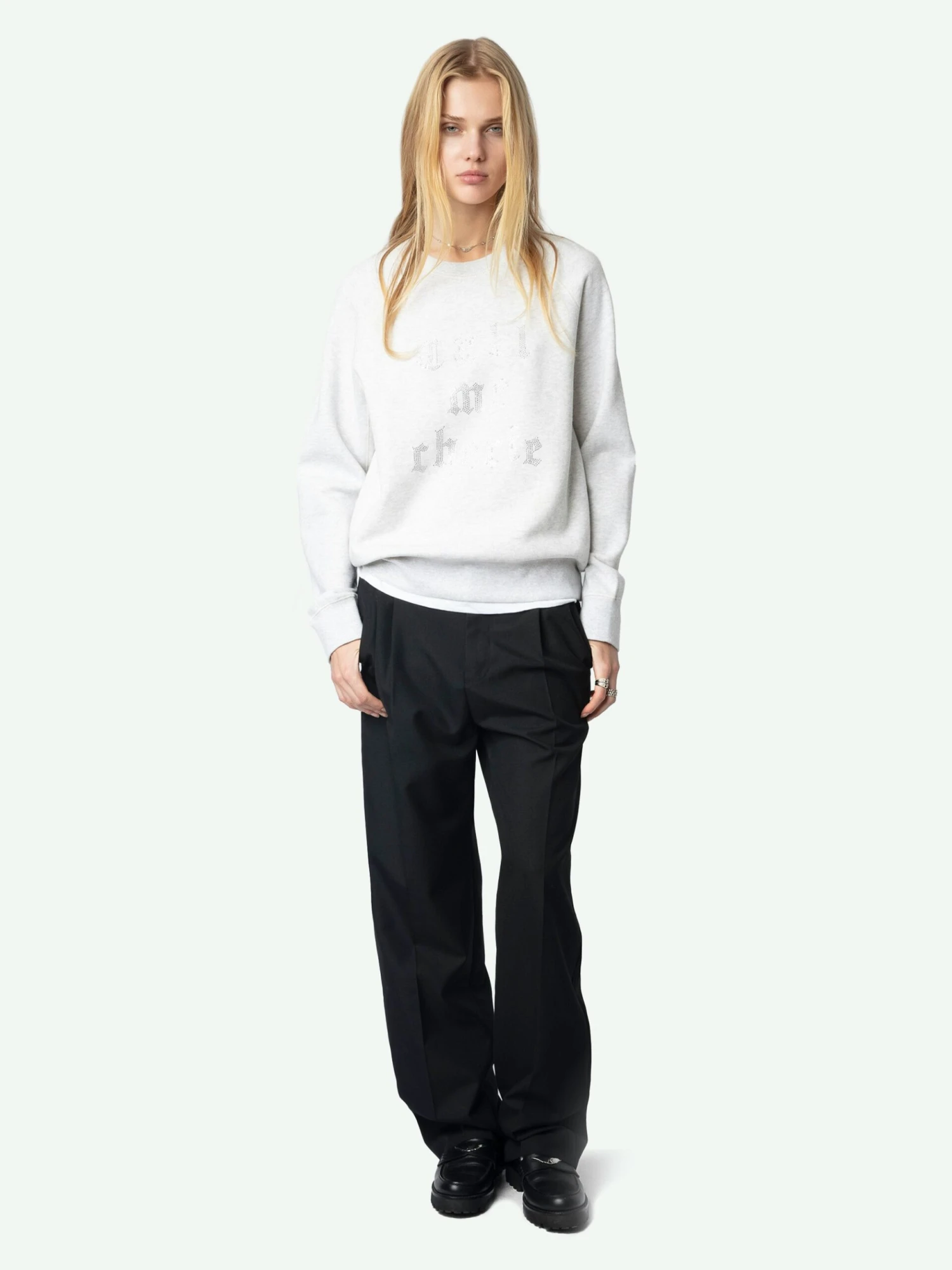 UpperDiamanté Sweatshirt Gris chine clai Zadig & Voltaire UpperDiamanté Sweatshirt Gris Chine Clai -Zadig Et Voltaire jwss01670 gris chine clai addi 1 scaled