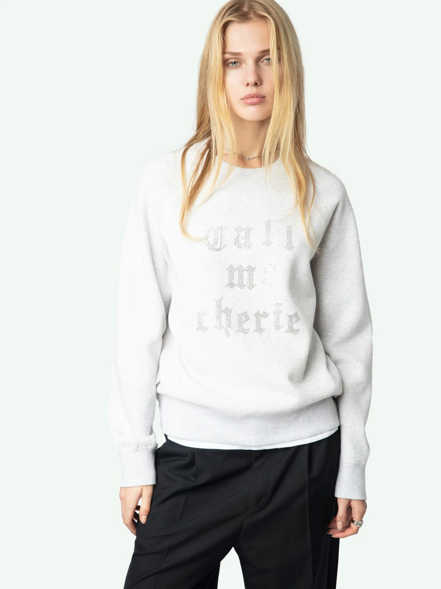UpperDiamanté Sweatshirt Gris chine clai Zadig & Voltaire UpperDiamanté Sweatshirt Gris Chine Clai -Zadig Et Voltaire jwss01670 gris chine clai addi 2 scaled