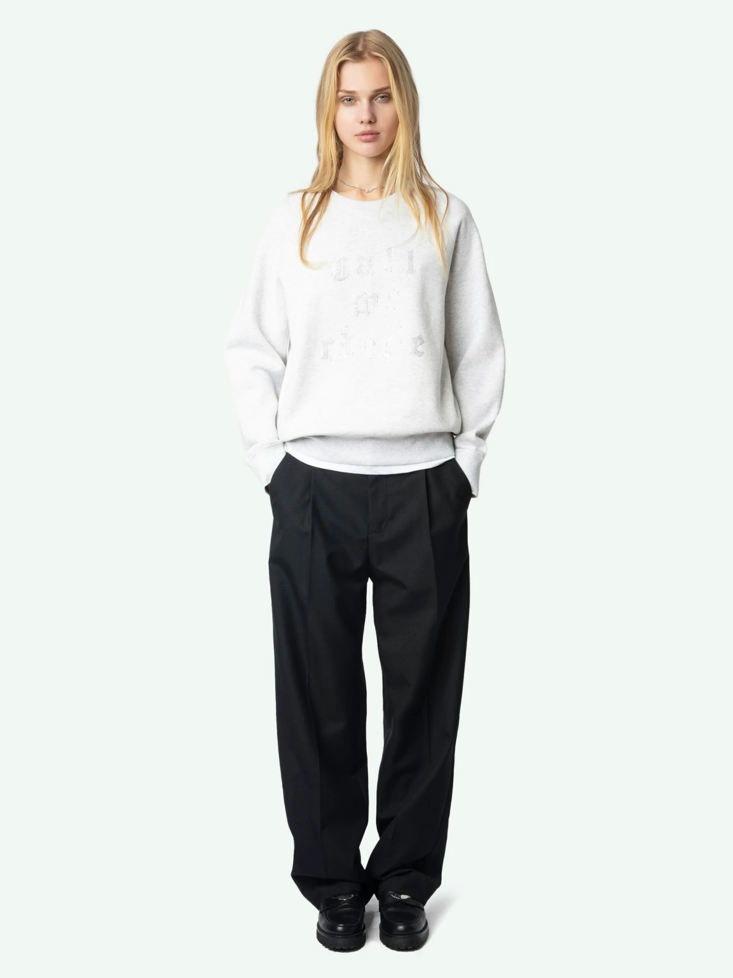 UpperDiamanté Sweatshirt Gris chine clai Zadig & Voltaire UpperDiamanté Sweatshirt Gris Chine Clai -Zadig Et Voltaire jwss01670 gris chine clai shooting scaled