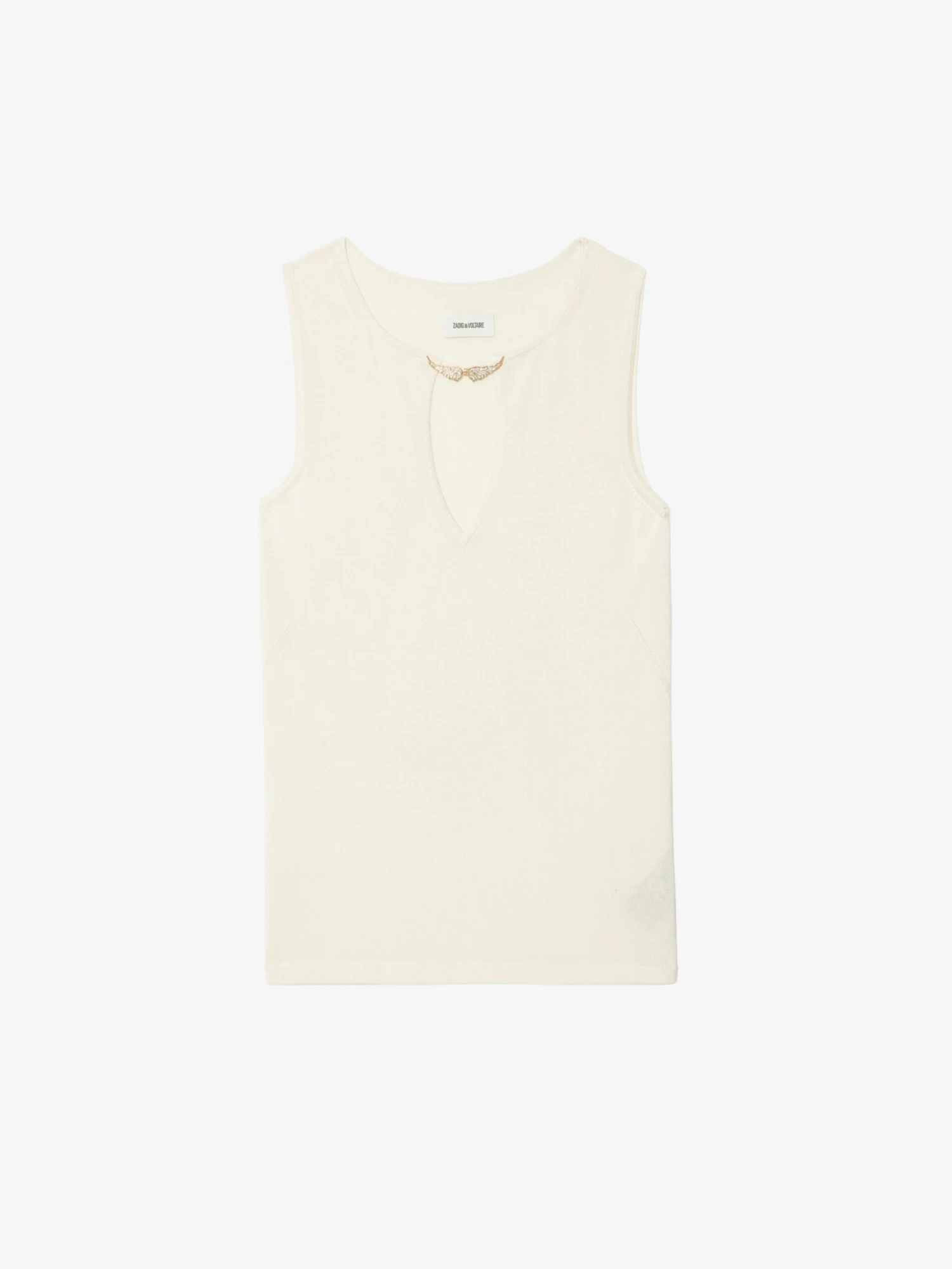 Sayani White Sleeveless Knit Top with Brooch Judo Zadig & Voltaire Sayani White Sleeveless Knit Top With Brooch Judo -Zadig Et Voltaire kwto01121 judo packshot scaled