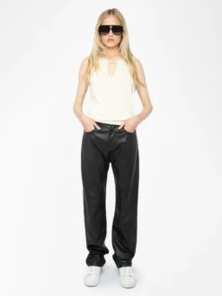 Zadig & Voltaire Sayani White Sleeveless Knit Top With Brooch Judo