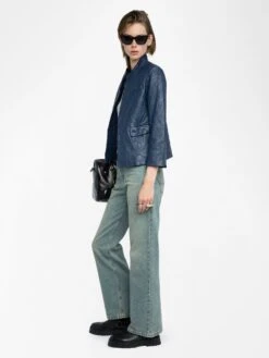 Zadig & Voltaire Veryn Crinkled Leather Blazer Blueberry 2 Zadig & Voltaire Veryn Crinkled Leather Blazer Blueberry -Zadig Et Voltaire rwbl01084 blueberry addi 3