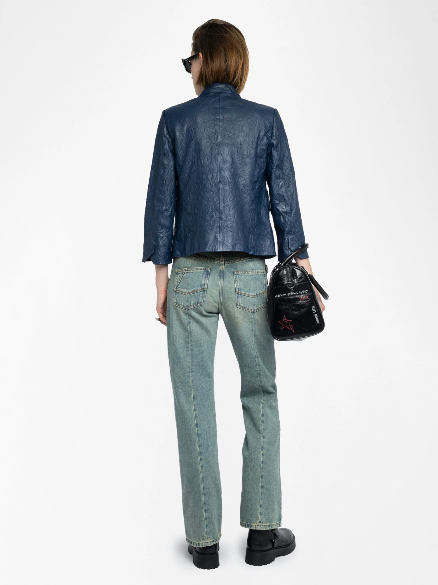 Veryn Crinkled Leather Blazer Blueberry Zadig & Voltaire Veryn Crinkled Leather Blazer Blueberry -Zadig Et Voltaire rwbl01084 blueberry back scaled