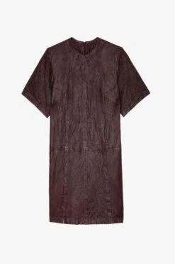 Zadig & Voltaire Riddy Crinkled Leather Dress Chocolate 4 Zadig & Voltaire Riddy Crinkled Leather Dress Chocolate -Zadig Et Voltaire rwdr00026 chocolate