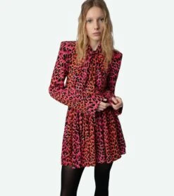 Zadig & Voltaire Ryde Leopard Silk Dress Rose -Zadig Et Voltaire wwdr01261 rose 13 1