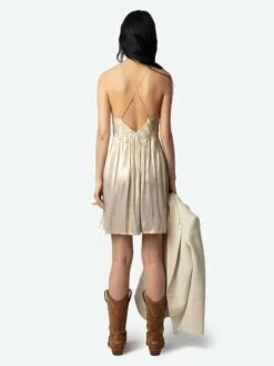 Zadig & Voltaire Rayonna Pleated Satin Dress Gold 1 Zadig & Voltaire Rayonna Pleated Satin Dress Gold -Zadig Et Voltaire wwdr02551 gold back 02 1
