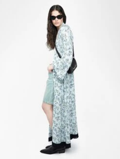 Zadig & Voltaire Long Viscose Floral Blue Kimono Cloud -Zadig Et Voltaire wwow01682 cloud addi 2 modifier