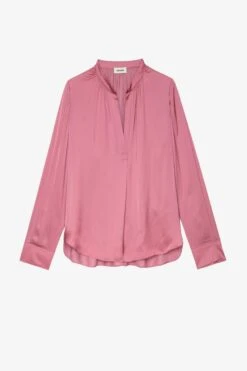 Zadig & Voltaire Tink Emerald Green Satin Blouse Vieux Rose -Zadig Et Voltaire wwsh00021 vieux rose