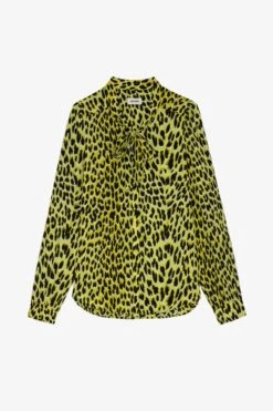 Zadig & Voltaire Taos Leopard Silk Blouse Jonquil -Zadig Et Voltaire wwsh00525 jonquil