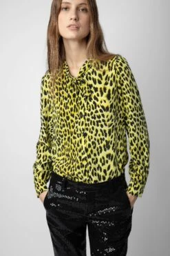 Zadig & Voltaire Taos Leopard Silk Blouse Jonquil -Zadig Et Voltaire wwsh00525 jonquil 3