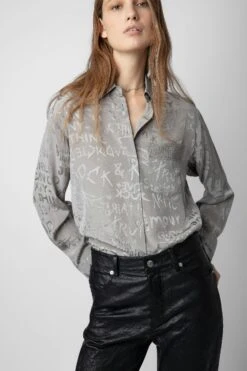 Zadig & Voltaire Morning Jacquard Silk Shirt Gris Moyen -Zadig Et Voltaire wwsh00529 gris moyen 3