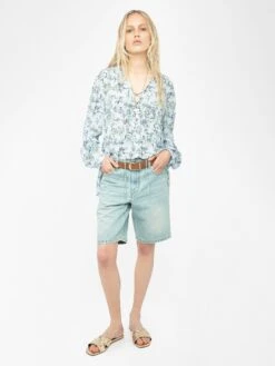 Zadig & Voltaire Tamela Floral Tunic Blouse Cloud -Zadig Et Voltaire wwsh02237 cloud addi 1 modifier