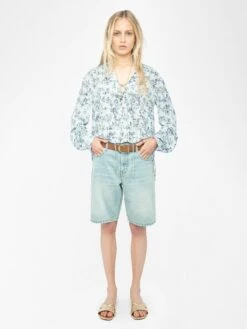 Zadig & Voltaire Tamela Floral Tunic Blouse Cloud
