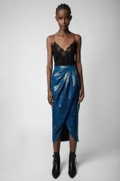 Zadig & Voltaire Jamelia Sequins Skirt Azur