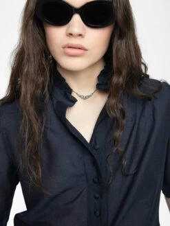 Zadig & Voltaire Topher Tomboy Women's Ruched Top Encre -Zadig Et Voltaire wwto01992 encre addi 2