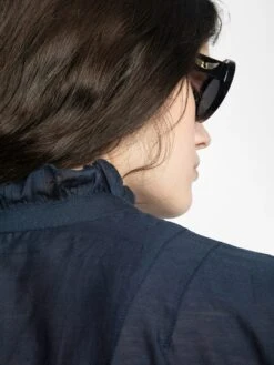 Zadig & Voltaire Topher Tomboy Women's Ruched Top Encre -Zadig Et Voltaire wwto01992 encre hover